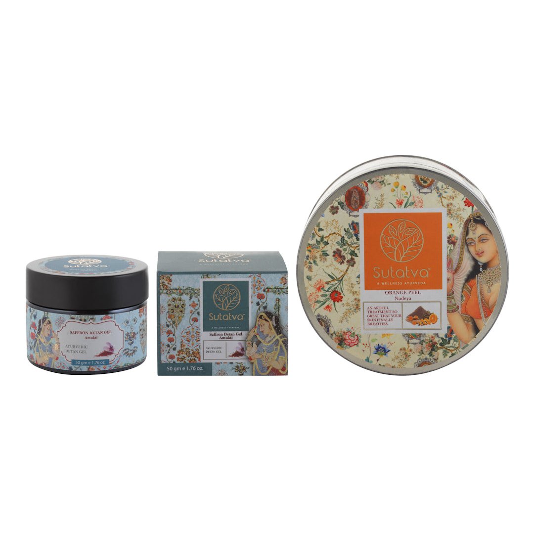 Detan Combo Ritual – Orange Peel Scrub & Saffron Detan Gel